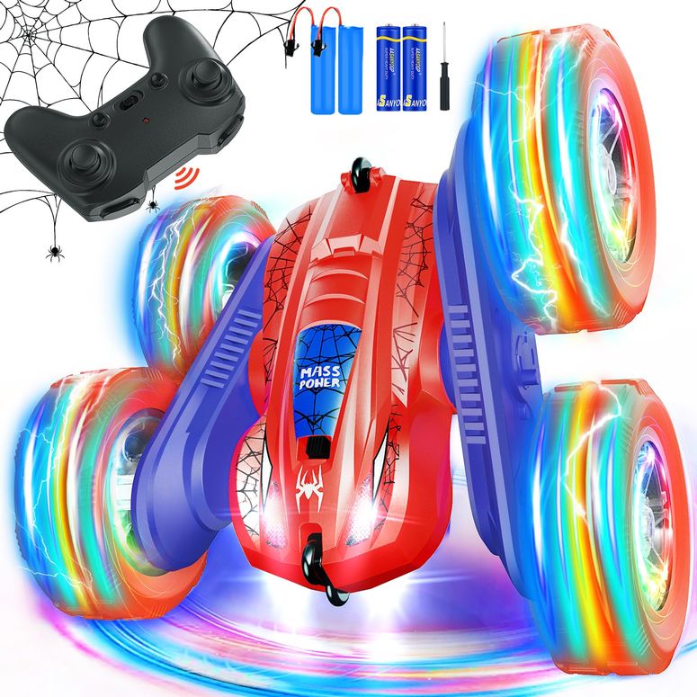 遠隔操作 鉄道車両 差し上げ物 RC 遊び道具 車 Spider RC Cars Double-Sided Driving 360° Flips Rotating 4WD with Lights for Kids Ages 4-7 8-12 Year Old, Remote Control Stunt Car Toys for Boys and Girls Xmas Gift 【並行輸入品】
