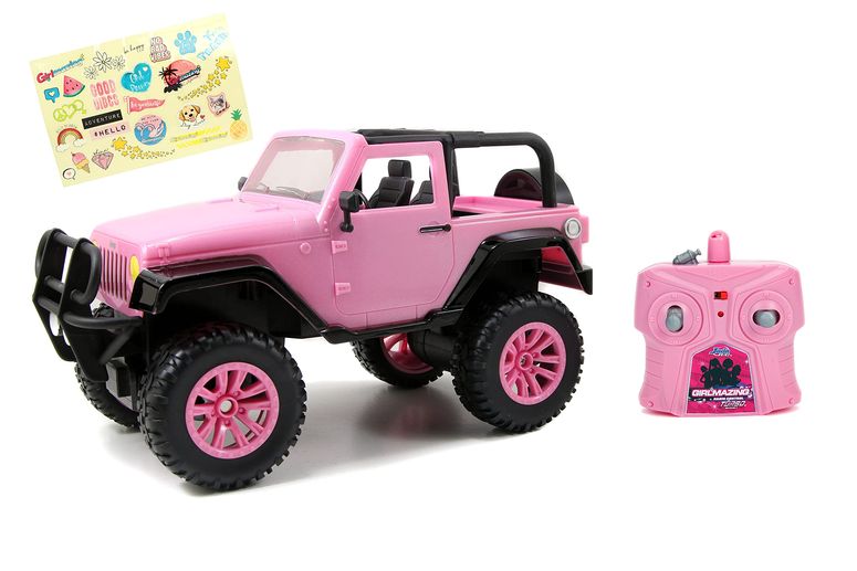 遠隔操作 鉄道車両 差し上げ物 RC 手あそび 車 Jada Toys GIRLMAZING Jeep R/C Vehicle (1:16 Scale), Pink, Standard 【並行輸入品】