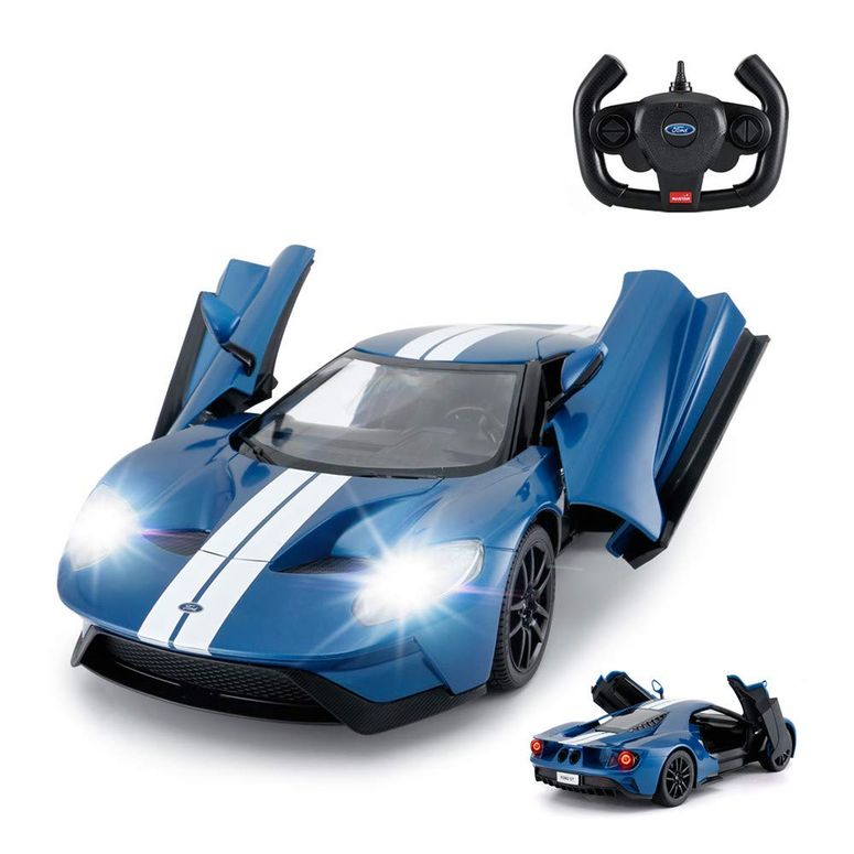 遠隔操作 鉄道車両 差し上げ物 RC 手あそび 車 RASTAR RC Car | 1/14 Ford GT Remote Control RC Race Toy Car for Kids, Open Doors by Manual, Blue (2.4GHz) 【並行輸入品】