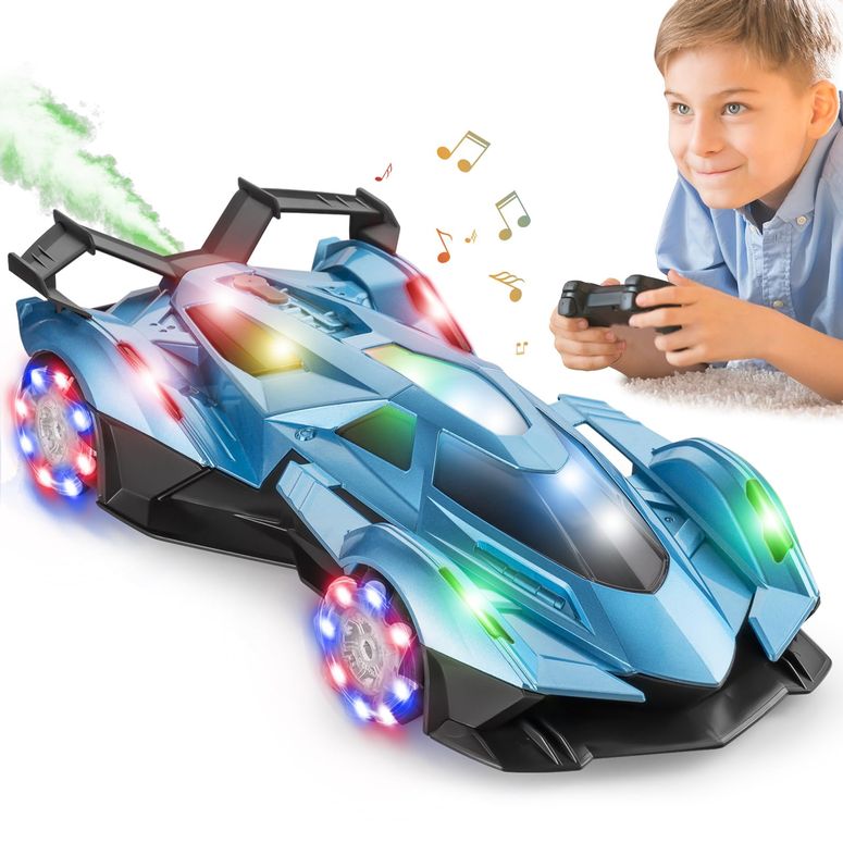 遠隔操作 鉄道車両 差し上げ物 RC 手あそび 車 SASBSC Lambo Remote Control Car for Boys 4-7 8-12 Drift Rc Cars with 360° Rotation, Spray, Music \u0026 Lights 1:12 Rechargeable Rc Car Toys 10-12粁/h Sport Race Toy Cars Gifts for Kids (Blue) 【並行輸入品】