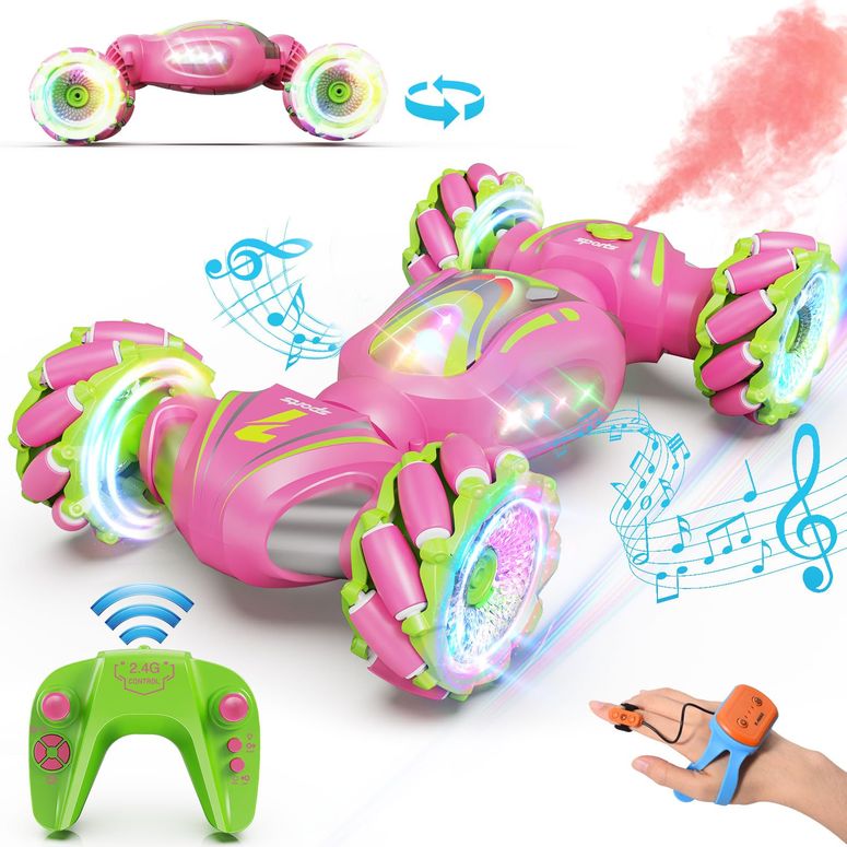 遠隔操作 鉄道車両 差し上げ物 RC 手あそび 車 Nicella Remote Control Car, Pink RC Cars for Girls, Gesture Control Stunt Car with Light \u0026 Music, 4WD, 360° Rotating, 2.4Ghz Remote Control Car Toys, Birthday Gift for Kids Age 6+ 【並行輸入品】