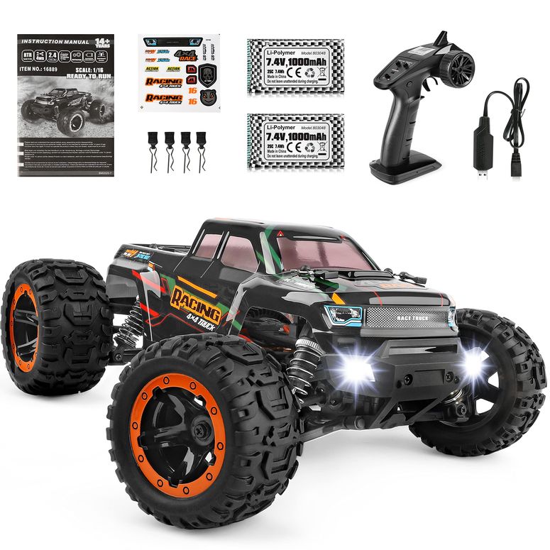 遠隔操作 鉄道車両 差し上げ物 RC 手あそび 車 HAIBOXING Remote Control Car 16889, 1:16 Scale 2.4Ghz RC Cars 4x4 Off Road Trucks, Waterproof RTR RC Monster Truck 36KM/H, Toys for Kids and Adults with 2 Batteries 35+ mins Play 【並行輸入品】