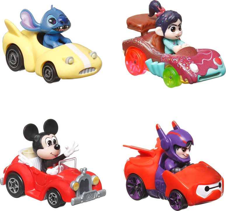 アナと雪の女王 アナ エルサ オラフ Hot Wheels Mattel Disney and Pixar RacerVerse 4-Pack of 1:64 Scale Die-Cast Cars with Character Drivers, Optimized for Track Racing 【並行輸入品】