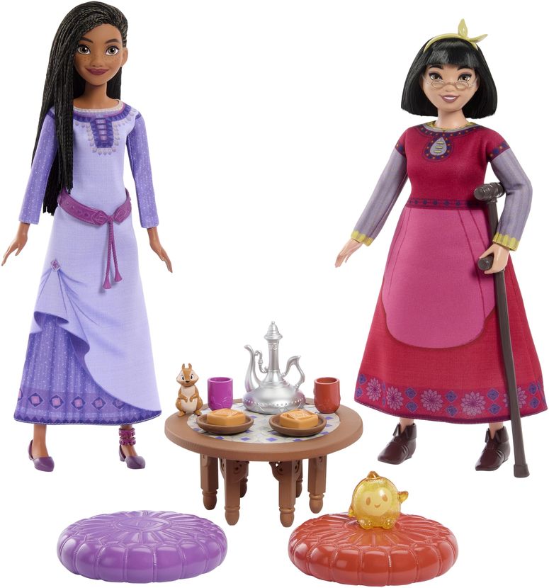 プリンセス シンデレラ Mattel Disney Wish Toys, Best Friends Tea Time Playset with Asha & Dahlia of Rosas Dolls, 2 Figures, 1 Table & 10 Accessories, Inspired by the Movie 【並行輸入品】