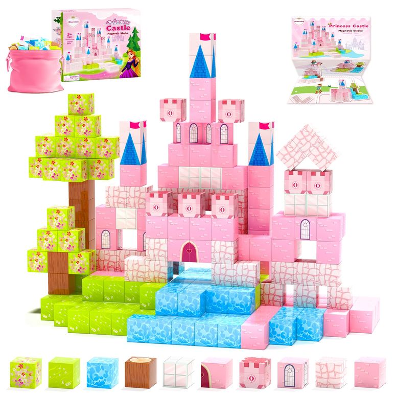 プリンセス シンデレラ Hiwawind Updated Magnetic Blocks-Princess Toys, Creative Magnetic Building Blocks Toddler Toys, Birthday Gifts for Kids 3+ Years Old, STEM Montessori Sensory Toys for Boys & Girls Age 3-4 4-5 6-8 【並行輸入品】