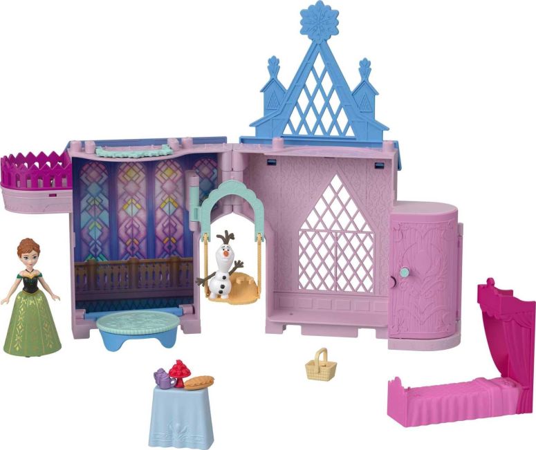 アナと雪の女王 アナ エルサ Mattel Disney Frozen Anna Doll House Stackable Castle with Small Doll, Olaf Figure & 7 Furniture & Accessories, Portable 【並行輸入品】