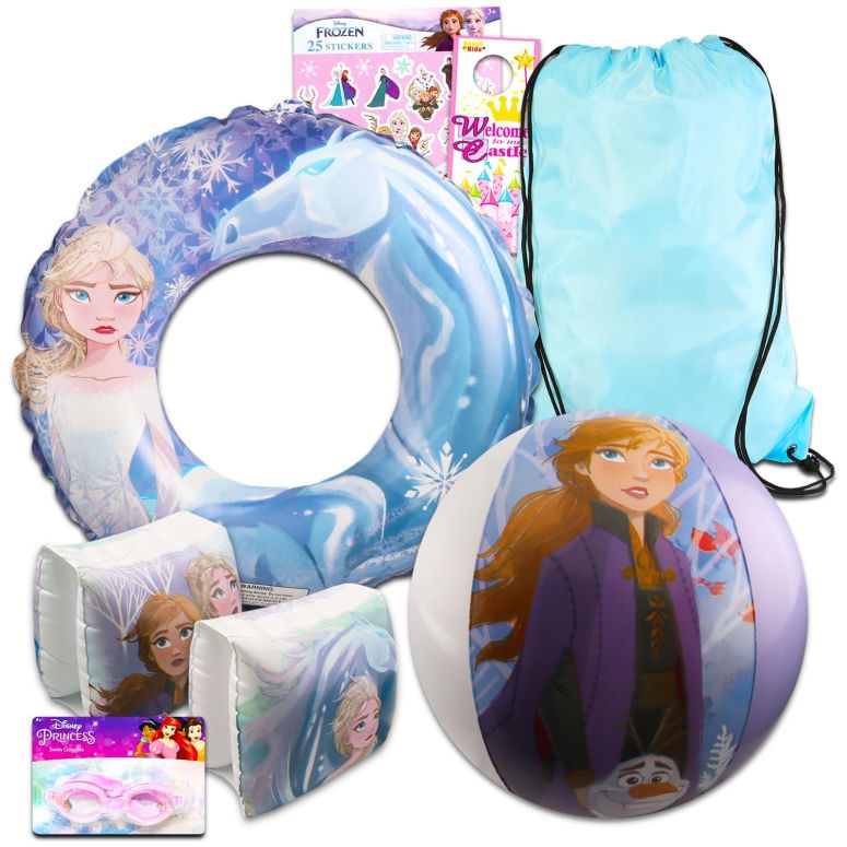 アナと雪の女王 アナ エルサ Disney Frozen Ultimate Beach Set - 6 Pc Disney Pool Toys Bundle with Frozen Beach Ball, Swim Ring, Goggles, and Cinch Bag Plus Stickers and More (Frozen Gift Set) 【並行輸入品】