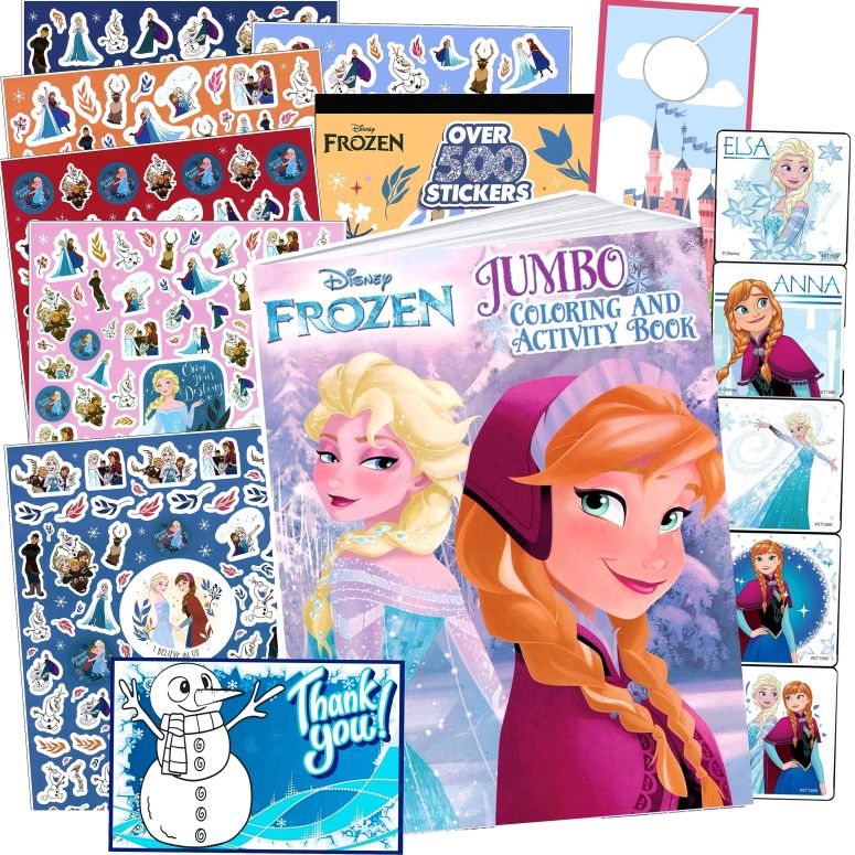 アナと雪の女王 アナ エルサ Disney Frozen Coloring Book with Stickers Set - Bundle Includes Disney Frozen Coloring Book, 500 Disney Frozen Stickers, 2-Sided Castle Door Hanger, Thank You Card Craft 【並行輸入品】
