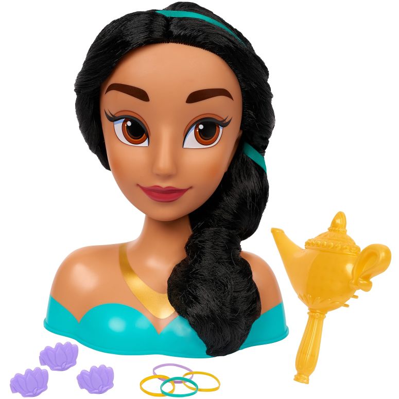 アナと雪の女王 アナ エルサ Disney Princess Jasmine Styling Head with Accessories, 14-pieces, Black Hair and Brown Eyes, Kids Toys for Ages 3 Up by Just Play 【並行輸入品】