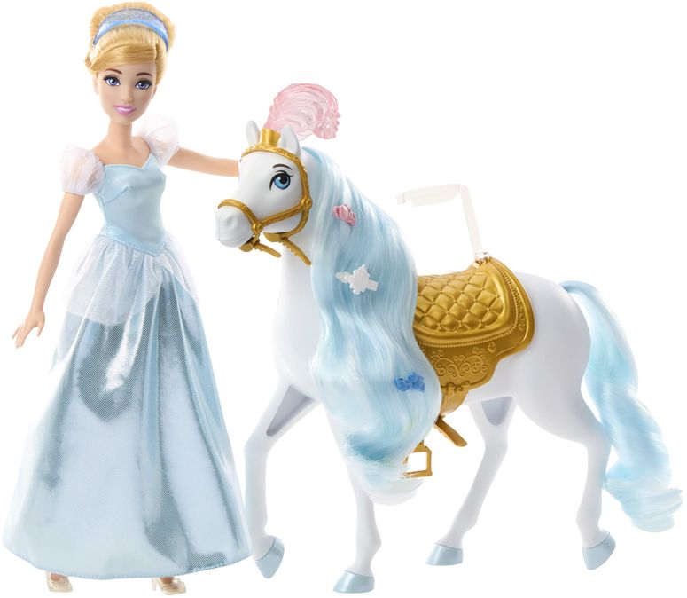 シンデレラ Cinderella ディズニー プリンセス Mattel Disney Princess Toys, Cinderella Fashion Doll & Horse with Saddle, Brushable Mane & Tail & Styling Accessories, Inspired by the Movie 【並行輸入品】