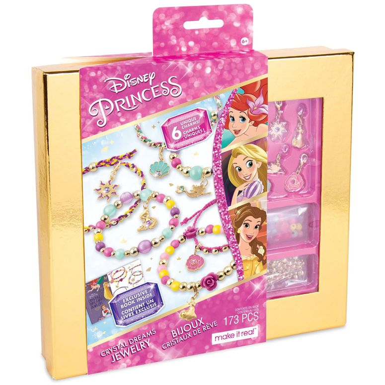 ディズニー プリンセス Disney Princess Make It Real Disney Princess Crystal Dreams Jewelry Kit - DIY Bead & Charm Bracelet Set with Swarovski Crystals, Includes Supplies & Exclusive Princess Book - Create 6 Bracelets, Ages 8 【並行輸入品】