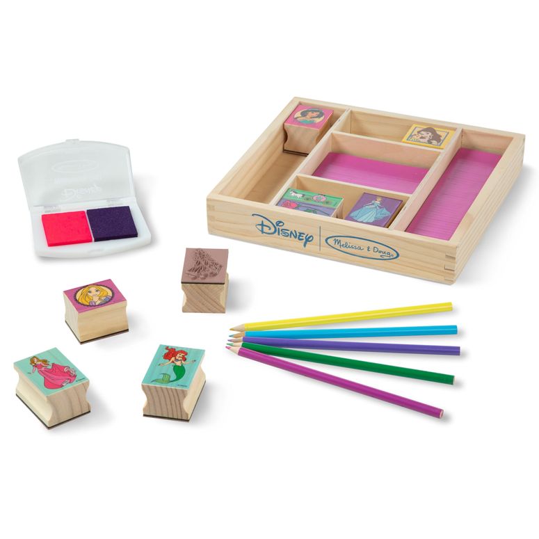 ディズニー プリンセス Disney Princess Melissa & Doug Disney Princess Wooden Stamp Set: 9 Stamps, 5 Colored Pencils, and 2-Color Stamp Pad 【並行輸入品】