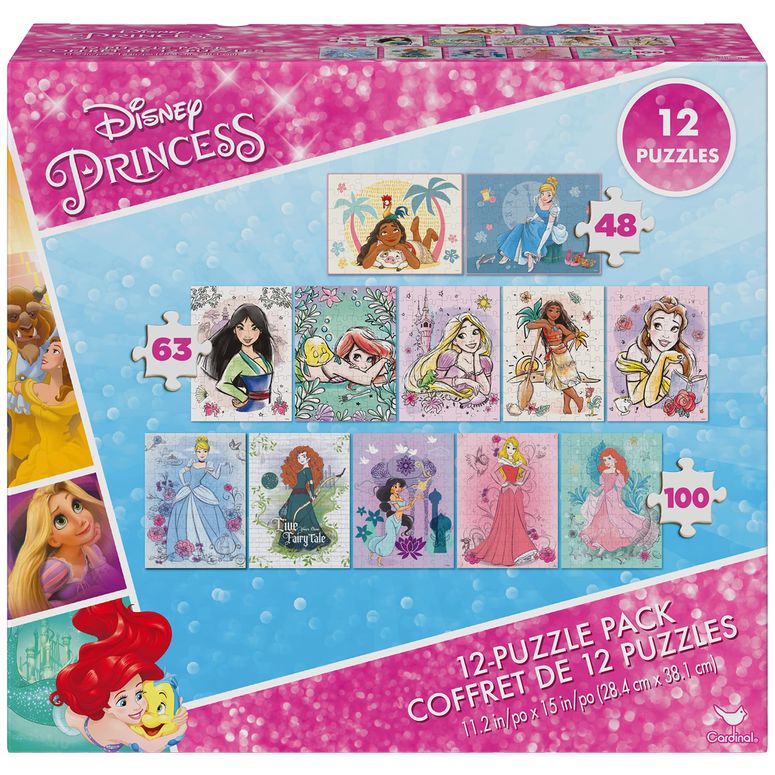 ディズニー プリンセス Disney Princess Spin Master Games, Disney Princess, 12-Puzzle Pack with 48-Piece, 63-Piece, & 100-Piece Disney Puzzles for Kids, Christmas Gifts for Kids, for Ages 4+ 【並行輸入品】