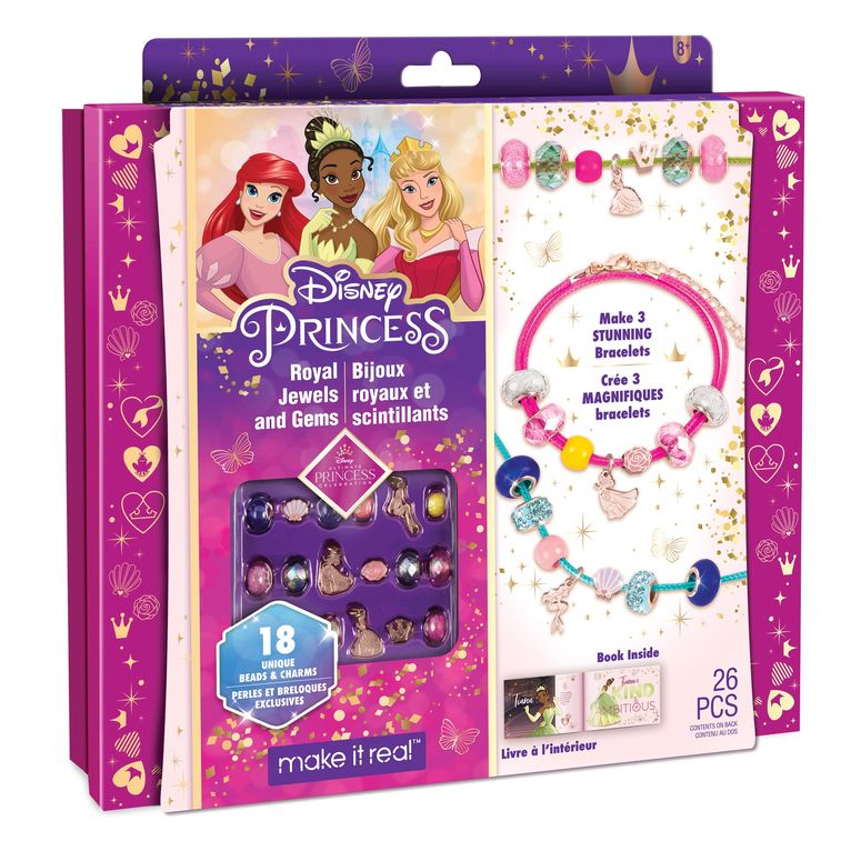 ディズニー プリンセス Disney Princess Make It Real - Ultimate Princess Royal Jewels and Gems - DIY Charm Bracelet Making Kit with Disney Princess Charms - Arts & Crafts Bead Kit for Girls & Teens - Makes 3 Bracelets - Ages 8+ 【並行輸入品】