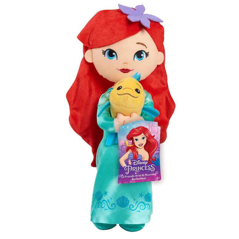 プリンセス Princessアリエル Ariel リトルマーメイド Disney Princess Lil' Friends Ariel & Flounder 14-inch Plush Doll, Kids Toys for Ages 3 Up by Just Play 【並行輸入品】