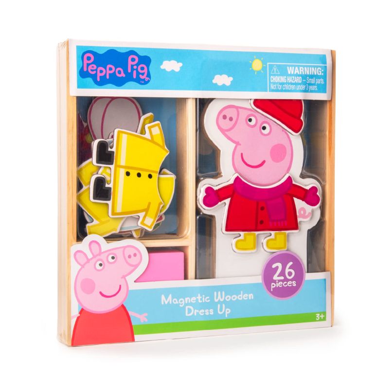 ペパピッグ きんてれ Peppa Pig Magnetic Wood Dress Up Doll. Includes 26 Colorful Magnetic Wood Pieces and Wooden Storage Box. Encourages Creative Play with Mix and Match Fun for Preschoolers and Kids Ages 3 and over. 【並行輸入品】