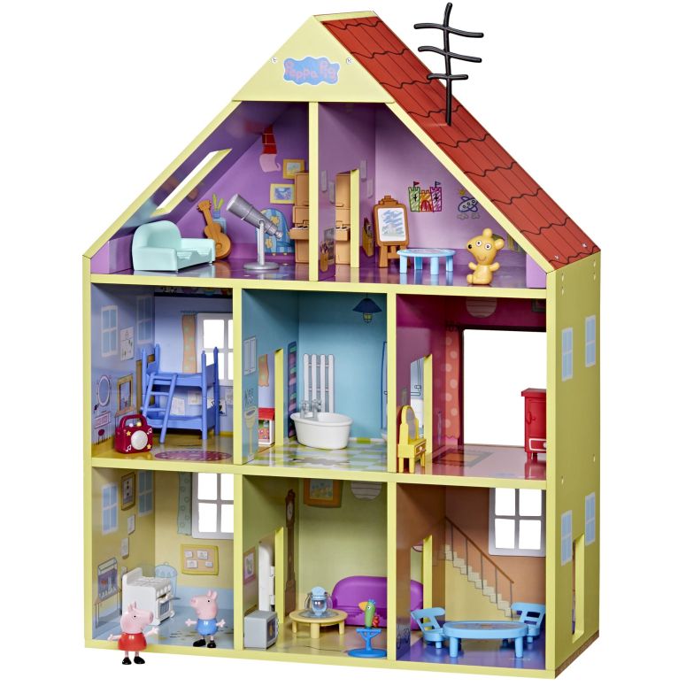 ペパピッグ きんてれ Peppa Pig Wooden Deluxe Playhouse, 8 Rooms, Includes 2 Fun Figures and 29 Accessories, Made of Responsibly Sourced Wood, for Ages 3 and Up (Amazon Exclusive) 【並行輸入品】