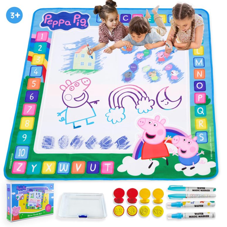 ペパピッグ きんてれ Kids Toys Water Doodle Mat - Peppa Pig Reusable Painting Writing Color Doodle Mat Drawing Board, Toddler Educational Toys for Age 3 and Up Year Old Girls & Boys (100cm x 100cm) 【並行輸入品】