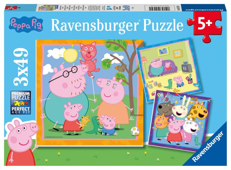 ペパピッグ きんてれ RAVENSBURGER Puzzle Ravensburger 05579 Family and Friends 3 x 49 Pieces Peppa Pig Puzzle for Children from 5 Years 【並行輸入品】