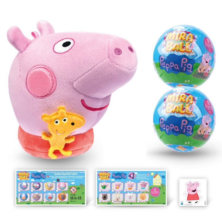 ペパピッグ きんてれ MiraBall Peppa Pig Mystery Expandable Maxi Plush to UNbox, Collectible Squishy and Soft Plush with 4 Surprise, Limited Edition, Great Toy Gift for Kids Aged 3+ (2-Pack) 【並行輸入品】