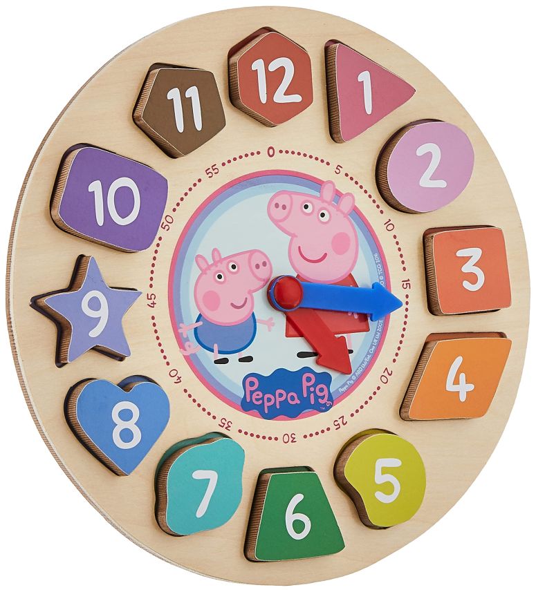 ペパピッグ きんてれ Peppa Pig Shape Sorter Clock Puzzle for 36 months to 48 months, 14Pieces (12Piece numbers + Clock + Stand ) 【並行輸入品】