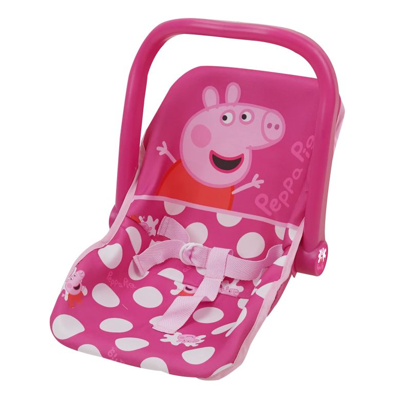 ペパピッグ きんてれ Peppa Pig: Baby Doll Car Seat - Pink & White Dots - Fits Dolls Up to 18\\\