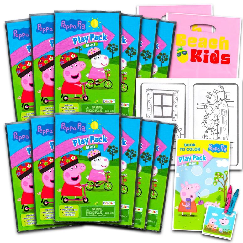 ペパピッグ きんてれ Bendon 12 Pc Peppa Pig Mini Party Favors Set - Bundle with 12 Peppa Pig Play Packs | Mini Coloring Books, Stickers, and Goodie Bags (Peppa Pig Birthday Party Supplies Decorations) 【並行輸入品】