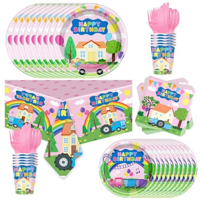 ペパピッグ きんてれ 81Pcs Pink Pig Party Tableware Set pink pig Party Decoration pink pig Birthday Party Supplies 【並行輸入品】