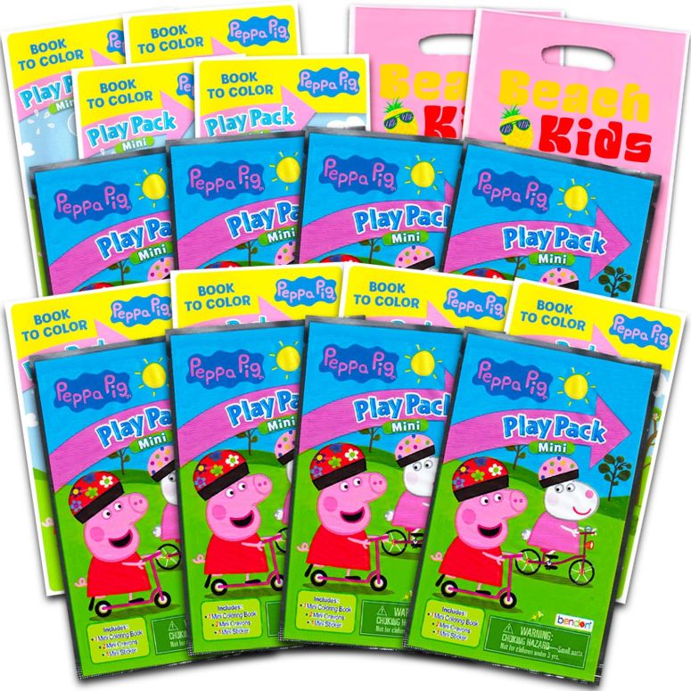 ペパピッグ きんてれ 8 Pc Peppa Pig Mini Party Favors Set - Bundle with 8 Peppa Pig Play Packs | Mini Coloring Books, Stickers, and Goodie Bags (Peppa Pig Birthday Party Supplies Decorations) 【並行輸入品】
