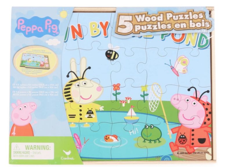 ペパピッグ きんてれ 5 Pig Puzzles - with Wooden Storage Box 【並行輸入品】
