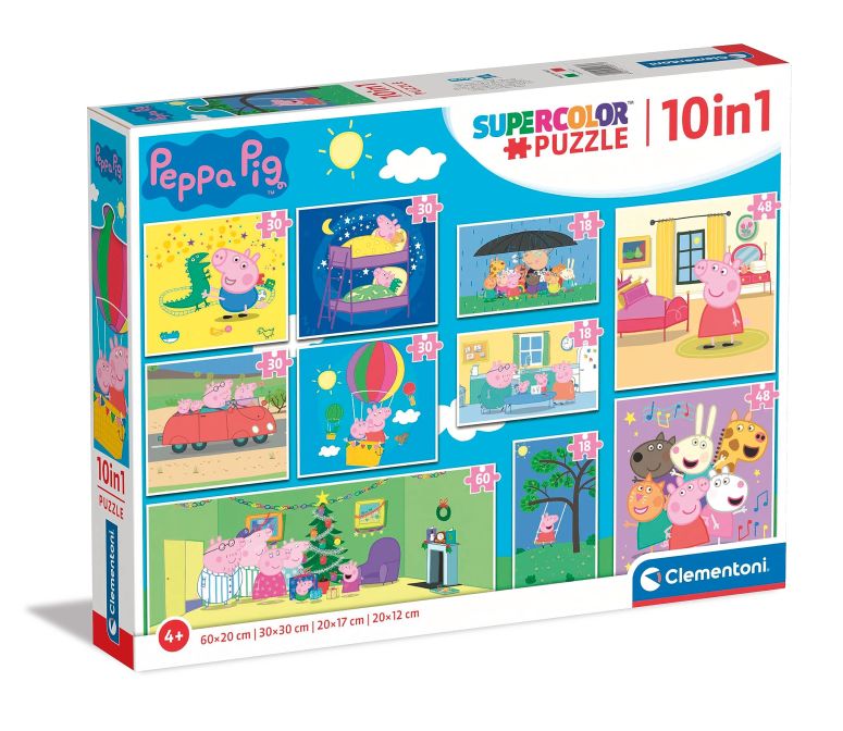 ペパピッグ きんてれ Clementoni - 20271 - Supercolor Puzzle 10 in 1 Peppa Pig (3x18, 4x30, 2x48 and 1x60 Pieces) - Jigsaw Puzzle for Kids Age 4 【並行輸入品】