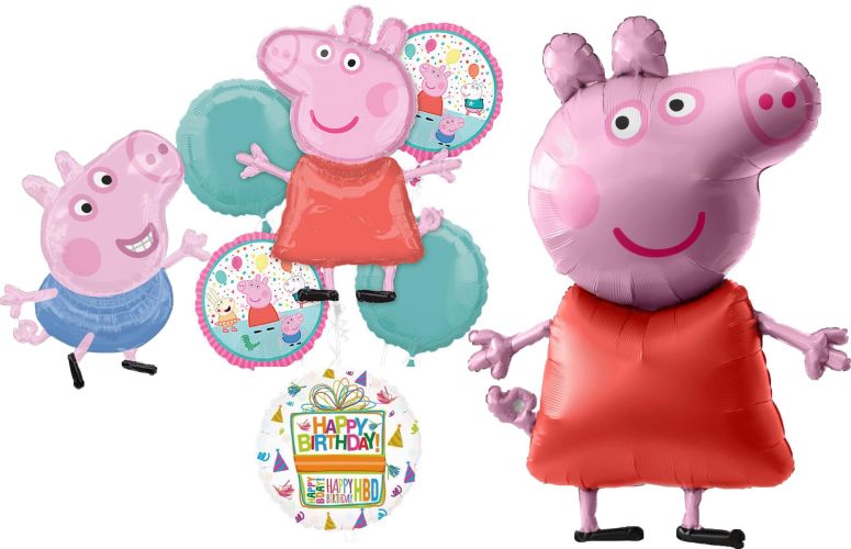 ペパピッグ きんてれ Anagram Peppa and George Birthday Party Supplies Airwalkers Pig Foil Balloon Bouquet Decorations, BQ_4287 【並行輸入品】