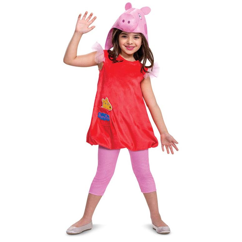 ペパピッグ きんてれ Disguise Peppa Pig Costume for Girls, Deluxe Official Nick Jr Character Jumpsuit Dress and Laplander Peppa Hat, Toddler Size Medium (3T-4T) 【並行輸入品】