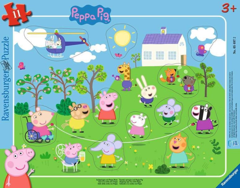 ペパピッグ きんてれ Ravensburger Children's Puzzle 05697 - Skipping Rope with Peppa Pig - 11 Pieces Peppa Pig Frame Puzzle for Children from 3 Years 【並行輸入品】