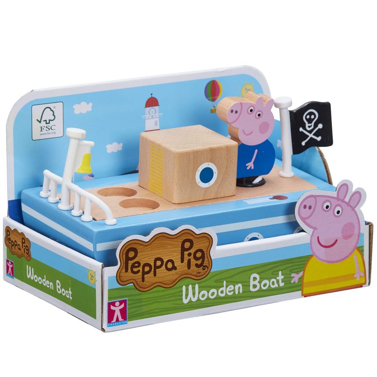 ペパピッグ きんてれ Peppa Pig Grandpa Pigs Wooden Boat, Sustainable FSC Certified Wooden Toy, Preschool Toy, Imaginative Play, Gift for 2-5 Year Old 【並行輸入品】