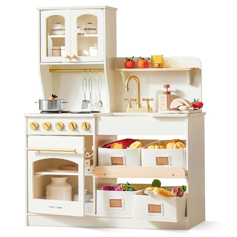 キッチン おままごと 台所 Tiny Land Play Kitchen for Kids with Storage System, Toy Kitchen Set with Plenty of Play Features Gift for Ages 3+ 【並行輸入品】