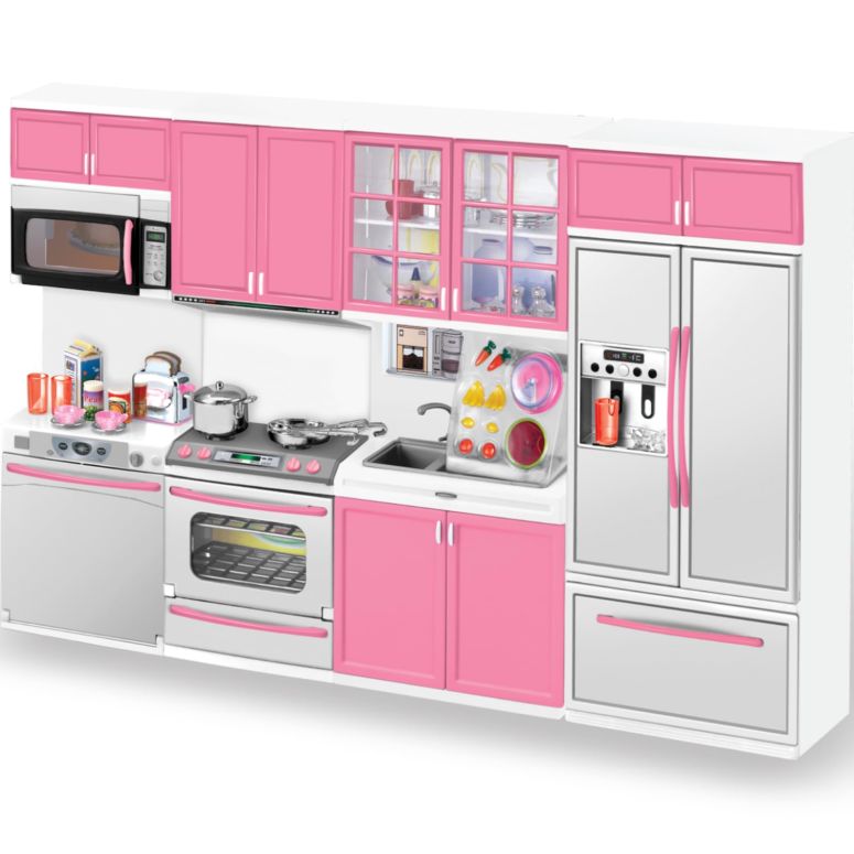 キッチン おままごと 台所 Doll Kitchen Playset for Kids, My Modern Mini Kitchen House Furniture Pretend Play Toy Accessories Set with Realistic Lights & Sounds for Toddlers, Girls (4-in-1) 【並行輸入品】