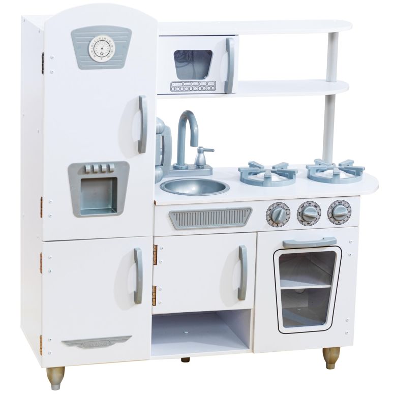 キッチン おままごと 台所 KidKraft Vintage Wooden Play Kitchen with Pretend Ice Maker and Play Phone, White 【並行輸入品】