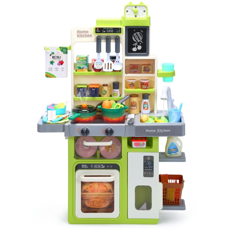キッチン おままごと 台所 HOLYFUN Kids Kitchen Playset, Pretend Play Kitchen with Sounds and Lights, Cooking Stove Steam,Play Sink and Play Food,Toy Kitchen Set for Kids Toddlers, Green 【並行輸入品】