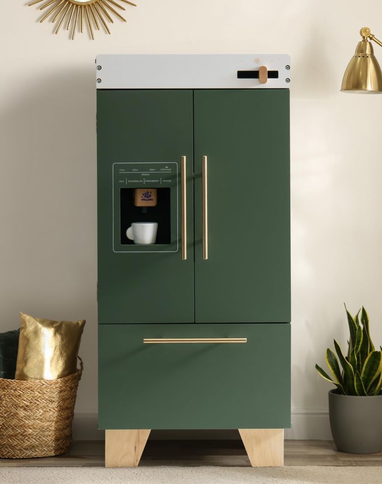 キッチン おままごと 台所 ROBOTIME Wooden Toy Fridge - Play Kitchen Set with Accessories, Kitchen Playset Interactive Refrigerator for Pretend Play Fridge for Kids, Toddler Kitchen Appliance (Vintage Green) 【並行輸入品】