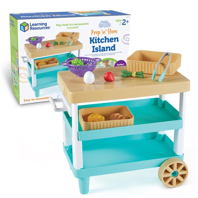 キッチン おままごと 台所 Learning Resources New Sprouts Prep ‘n’ Store Kitchen Island, 11 Pieces, Ages 2+, Play Food for Kids’ Kitchens, Grocery Store Pretend Play, Play Food for Toddlers 【並行輸入品】