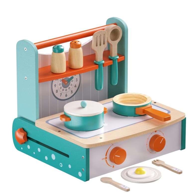 キッチン おままごと 台所 Dailyfunn Wooden Foldable &Portable Toy Stove Pretrend Kitchen PlaySet with Cooking Accessories 【並行輸入品】