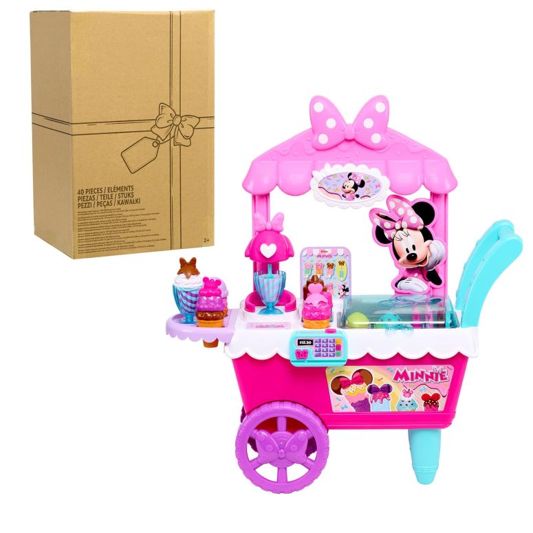 キッチン おままごと 台所 Disney Junior Minnie Mouse Sweets & Treats Ice Cream Cart with Sounds and Phrases, 40-pieces, Pretend Play, Kids Toys for Ages 2 Up by Just Play 【並行輸入品】