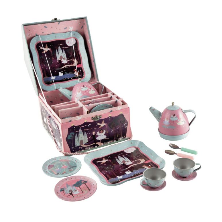 キッチン おままごと 台所 Floss & Rock 41P3652 Enchanted Musical Tin Tea Set in House Case 【並行輸入品】