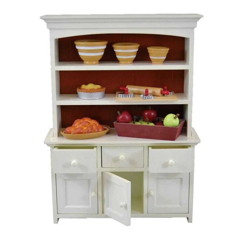 キッチン おままごと 台所 The Queen's Treasures 18 Inch Doll Wooden Furniture, Farmhouse Collection Fully Assembled Step Back Kitchen Cupboard Dish Hutch, Compatible with American Girl Kitchen Furniture 【並行輸入品】