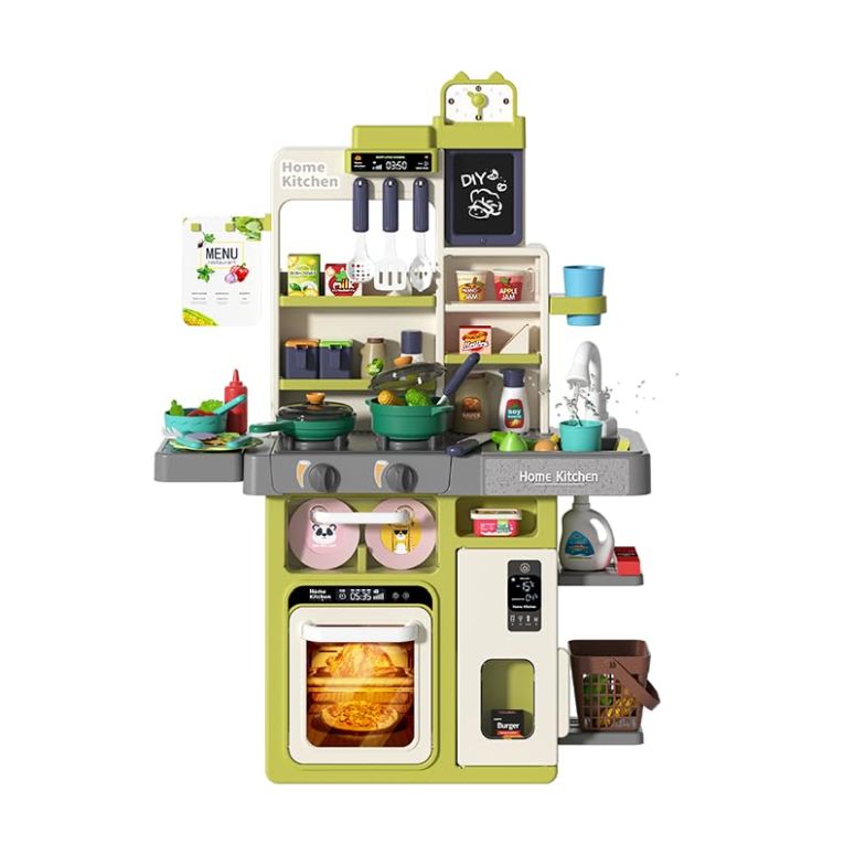 キッチン おままごと 台所 Serena&Jewel kit- Kitchen Playset Pretend Food - Toy Accessories Set w/Real Sounds & Light, Play Sink, Cooking Stove with Steam for Toddlers Kids, Girls & Boys（3-10 Years） (Blue) 【並行輸入品】