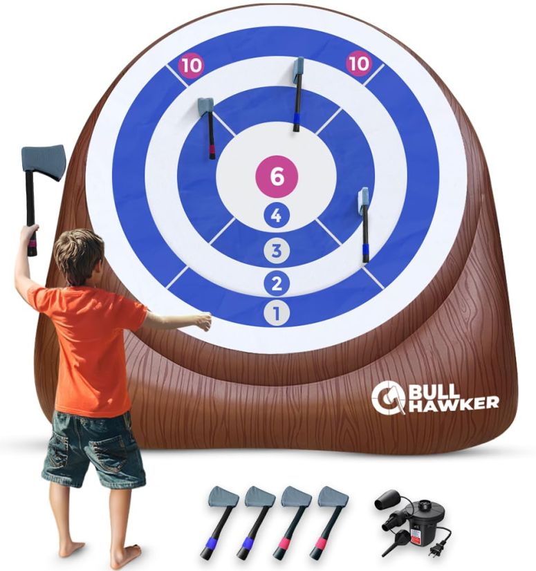 ゲーム パーティ 楽しめる SWOOC Games - Bull Hawker? | Giant Axe Darts (Over 6ft Tall) w/ 15+ Games | Axe Throwing Game for Backyard w/Air Pump | Outdoor Games for Adults and Family | Carnival Games | Throwing Axe Yard Games 【並行輸入品】