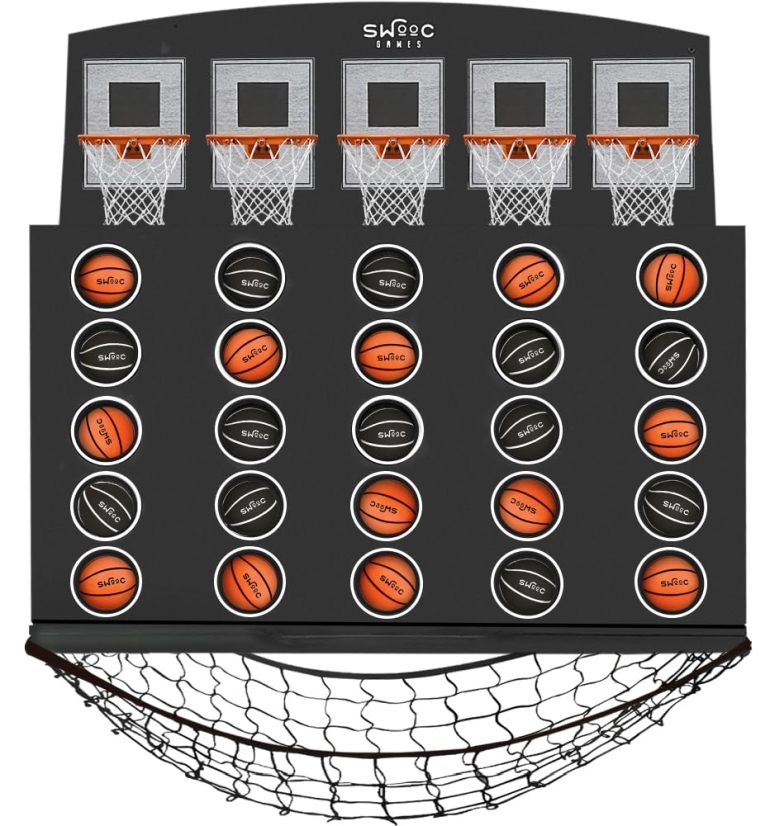 ゲーム パーティ 楽しめる SWOOC Games - Low Post Lineup? | Wall Mounted Giant Basketball 4 In A Row w/ 5+ Games | Basketball Hoop For Room Wall Games | Game Room Games | Mini Basketball Hoop Indoor Connect | Four In A Row Game 【並行輸入品】