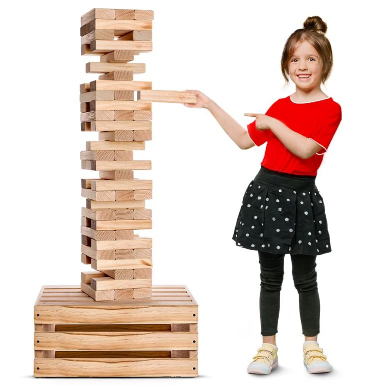ゲーム パーティ 楽しめる SWOOC Games - Giant Tower Game | 60 Large Blocks | Storage Crate/Outdoor Game Table | Starts Over 2.5ft Big | Max Height of 5ft | Genuine Jumbo Toppling Yard Games | Jumbo Backyard Set 【並行輸入品】