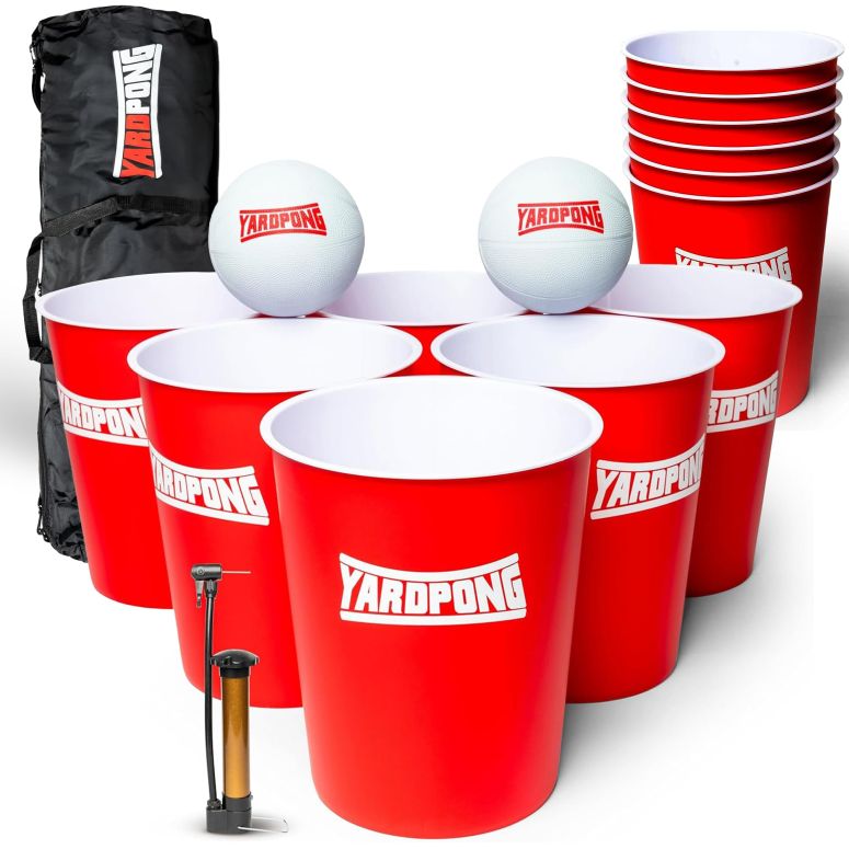 ゲーム パーティ 楽しめる YardPong ? Giant Yard Pong and Basketball Game with 12 Buckets, 2 Balls, Carrying Bag, and Air Pump ? Outdoor Game for Lawn, Backyard, Beach, and Family Fun 【並行輸入品】｜MJ-MARKET